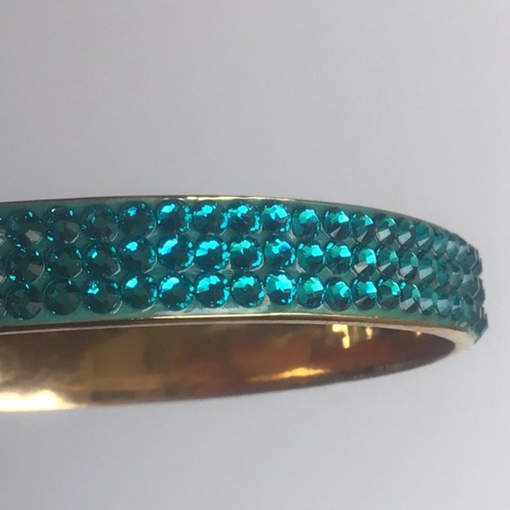 Kate Spade Gold and teal turquoise jewel rhinestone Crystal bangle Bracelet - Picture 13 of 16